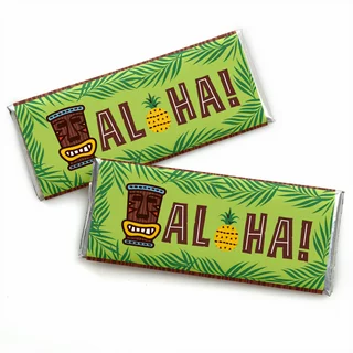 Tiki Luau - Candy Bar Wrapper Tropical Hawaiian Summer Party Favors - Set of 24