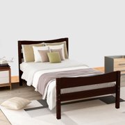 Platform Bed Frame with Headboard and Footboard, Twin Bed Frames for Kids, Heavy Duty Pine Wood Twin Bed Frame, Modern Twin Size Bedroom Furniture with Wood Slats Support, No Box Spring Needed, Q12901