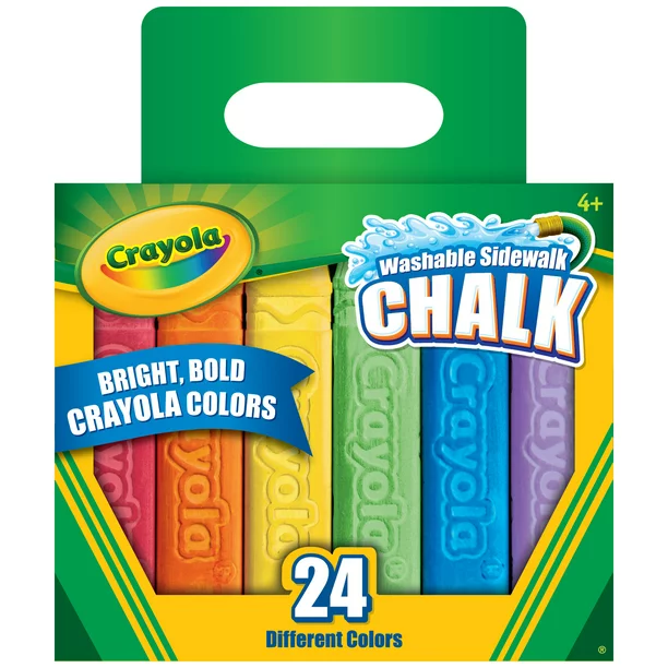 Crayola Washable Sidewalk Chalk In Assorted Colors, Outdoor Toys for Kids, 24 Ct