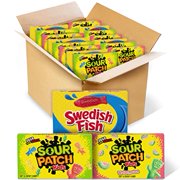 SOUR PATCH KIDS Original Candy, SOUR PATCH KIDS Watermelon Candy & SWEDISH FISH Candy Variety Pack, Easter Candy, 15 Movie Theater Candy Boxes