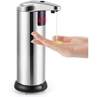 Soap Dispenser, Touchless Automatic Soap Dispenser Equipped Stainless Steel w/Infrared Motion Sensor Waterproof Base Adjustable Switches Suitable for Bathroom Kitchen Hotel Restaurant