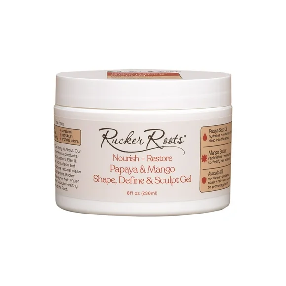Rucker Roots Nourish + Restore Papaya & Mango Shape & Define Gel 8fl.oz., Moisturizing, All Hair Type, Unisex