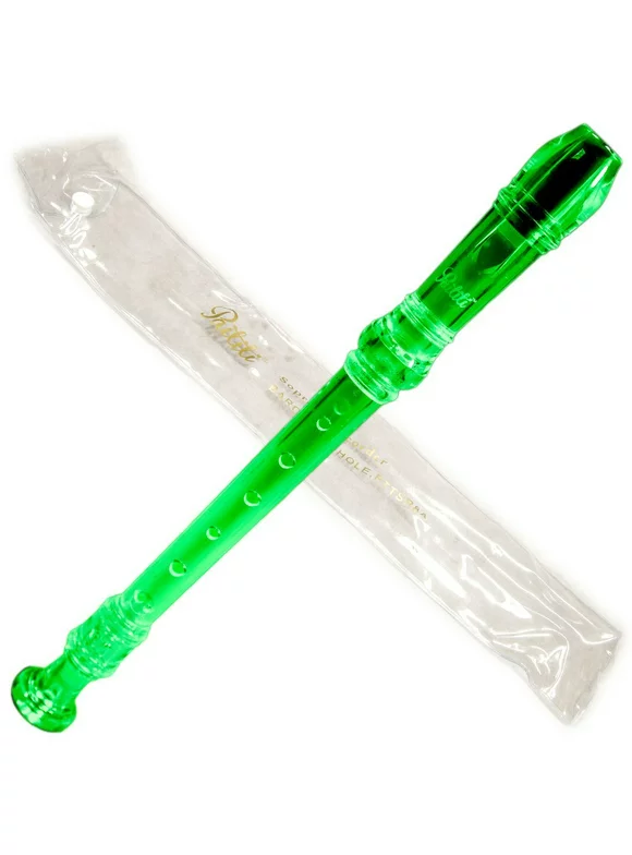 Paititi Soprano Recorder 8-Hole With Cleaning Rod + Carrying Bag, Transparent Green Color, Key of C