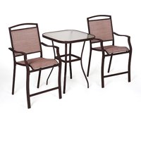 Mainstays Sand Dune 3-Piece Outdoor Bar Height Bistro Set for Patio and Porch, Tan