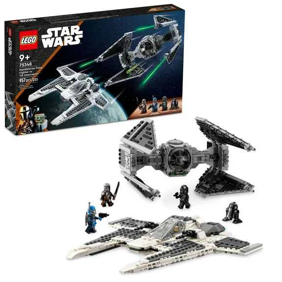 LEGO Star Wars Mandalorian Fang Fighter vs. TIE Interceptor 75348 Building Toy Set, Perfect Star Wars Gift for Fans Aged 9 and Up; with 3 LEGO Characters Including The Mandalorian