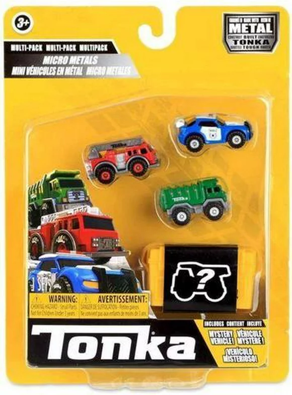 Tonka - Micro Metals Multipack - Police Cruiser, Fire Truck, Garbage Truck , Dump Truck (Blind)