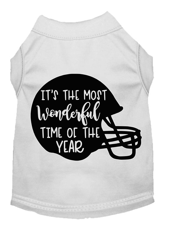 Mirage Pet Most Wonderful Time of the Year (Football) Screen Print Dog Shirt White Lg