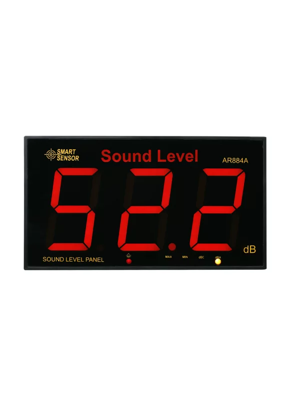 SMART SENSOR AR884A Sound Level Meter with Large LCD Screen Wall Mounted Digital Sound Level Meter Digital Noisemeter Decibel Monitoring Tester Noise Volume Measuring Instrument 30-130dB Measuring