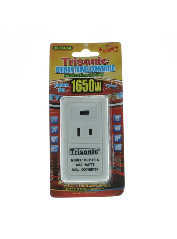 Trisonic 50W/1650W Foreign Travel Converter Round Pin TS-514R-A