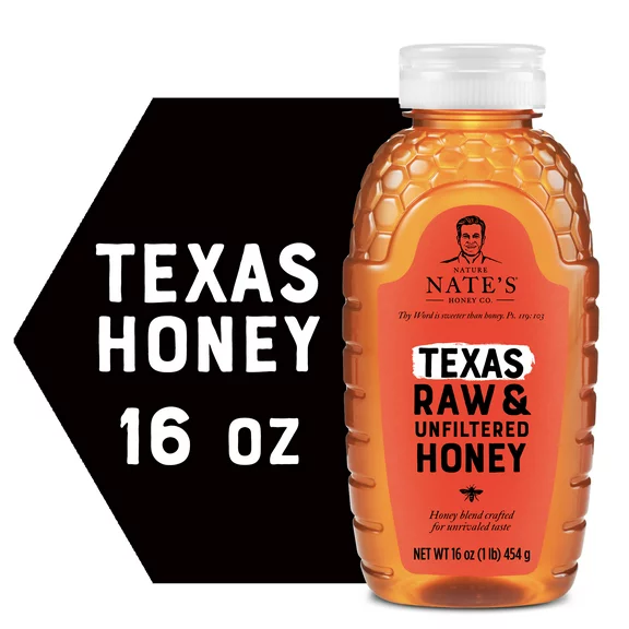 Nature Nate's Texas Honey: 100% Pure, Raw and Unfiltered Honey - 16 fl oz