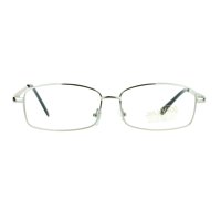 SA106 Mens Classic Minimal Narrow Rectangular Metal Rim Eyeglasses Silver