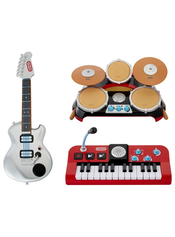 Little Tikes - My Real Jam First Concert Set with Electric Guitar, Drum and Keyboard, 4 Play Modes, and Bluetooth Connectivity - For Kids Ages 3+
