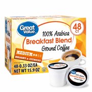 Great Value 100% Arabica Breakfast Blend Medium Ground Coffee, 0.33 oz, 48 count