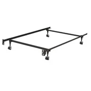 King's Brand Furniture - Heavy Duty Metal Twin Size Bed Frame with Rug Rollers & Locking Wheels