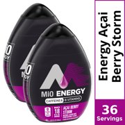 (2 Pack) MiO Acai Berry Storm Sugar Free, Caffeinated Liquid Water Enhancer, 1.62 fl oz Bottles