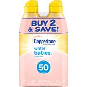 Coppertone WaterBabies Sunscreen Spray SPF 50, 6 oz, Twin Pack