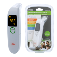 MOBI Health Check Ear and Forehead Thermometer | Medication Reminder and Flashlight | Digital Fever Thermometer
