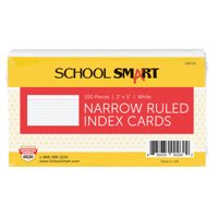 School Smart Ruled Index Cards, 3 x 5 Inches, White, Pack of 100