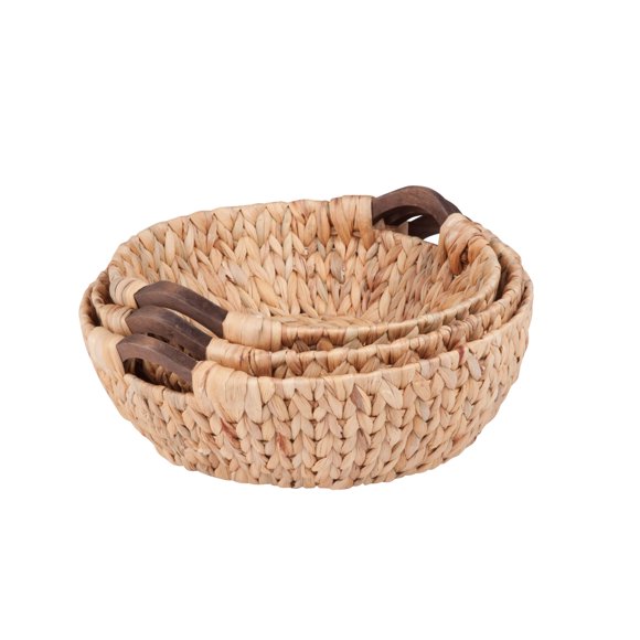 Honey Can Do 3pc round natural baskets,wood