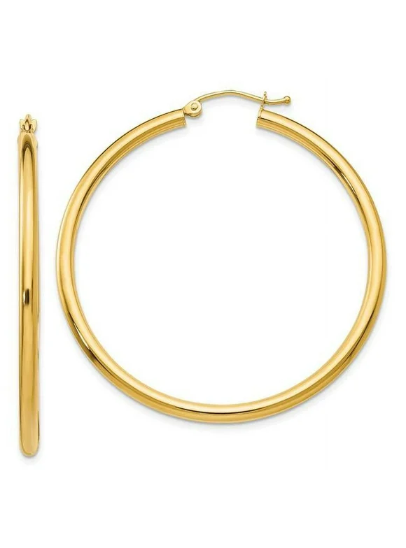 Primal Gold 14K Yellow Gold 2.5mm Lightweight Tube Hoop Earrings