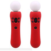?Red?2 pcs Anti-slip Silicone Rubber Cover Protective Skin Case for PlayStation PS4 VR Move Motion Controller