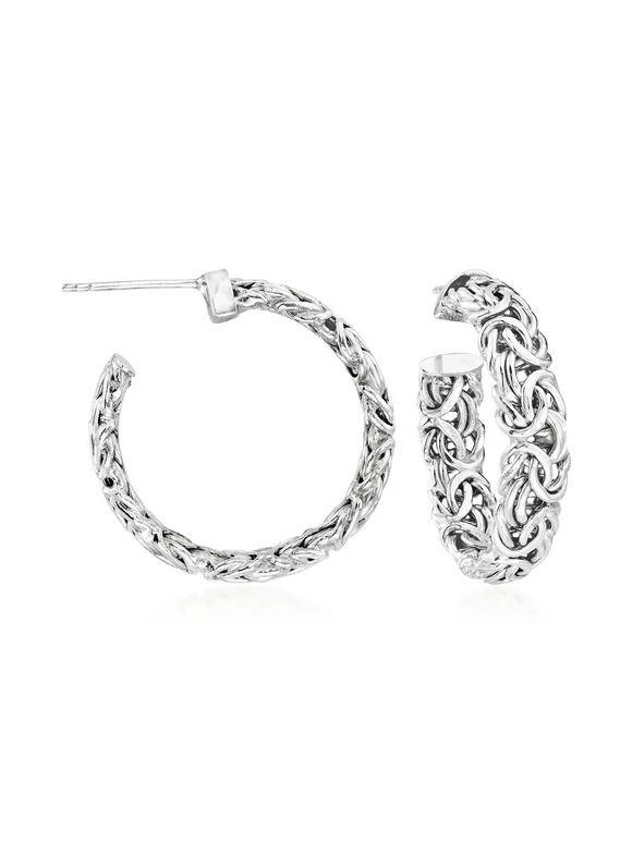 Ross-Simons Sterling Silver Byzantine C-Hoop Earrings, Women's, Adult