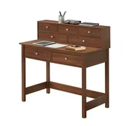 Techni Mobili Elegant Writing Desk with Storage and Hutch, Oak (RTA-8401-OAK)
