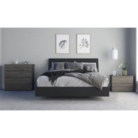 Avatar 4 Piece Queen Size Bedroom Set  Bark Grey and Black