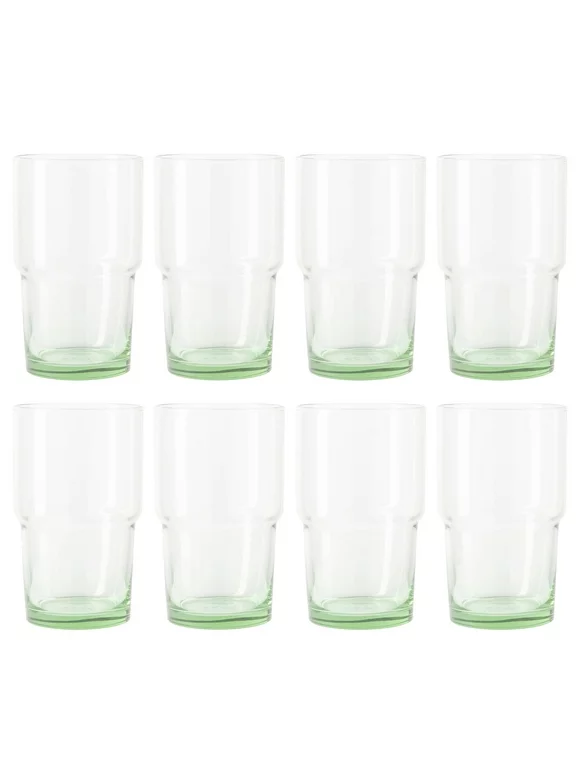Better Homes & Gardens Clear Green Glass, Glassware, 8 Pack, 15 oz