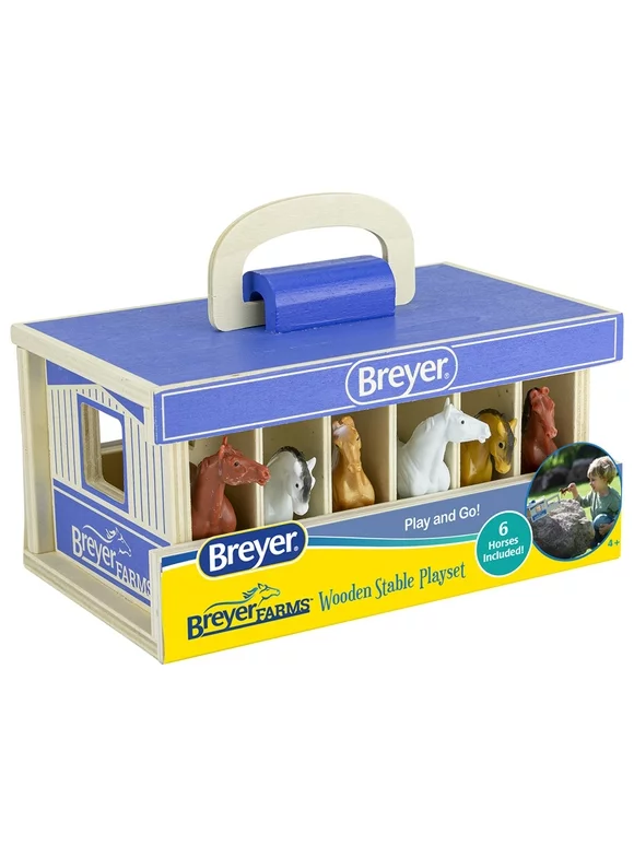 Breyer Horses - Breyer Farms 1:32 Scale Wooden Stable Playset with 6 Horses
