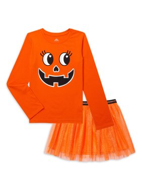Halloween Girls Graphic Top and Tutu Skirt Outfit Set, 2-Piece, Sizes 4-18