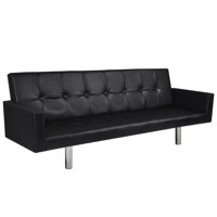 vidaXL Modern Sofa Bed in Faux Leather, Black
