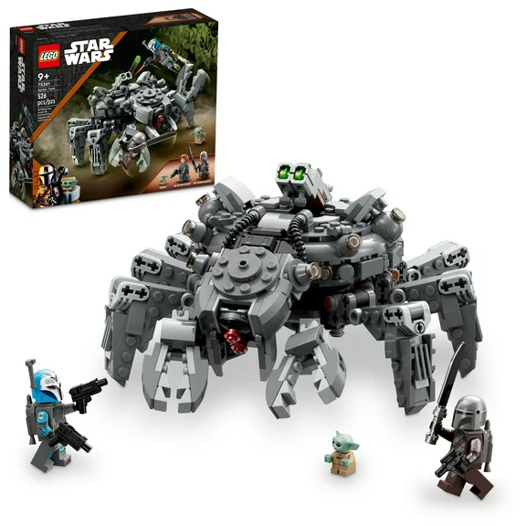 LEGO Star Wars Spider Tank 75361, Building Toy Mech from The Mandalorian Season 3, Includes The Mandalorian with Darksaber, Bo-Katan, and Grogu 'Baby Yoda' Minifigures, Gift Idea for Kids Ages 9 