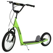 Aosom Youth Scooter Ride On Toy with Adjustable Handlebar, Dual Brakes, and Inflatable Wheels For Kids 5+