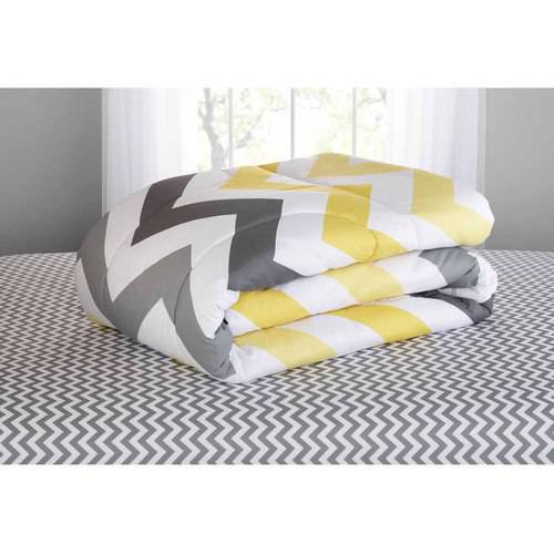 Mainstays Yellow Grey Chevron Bed In A, Mainstays Watercolor Chevron Bed In A Bag Bedding