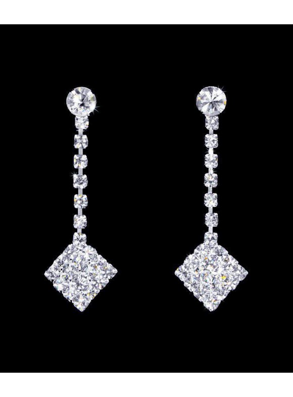 #16884 - Simple Diamond Drop Earrings - 1.25"