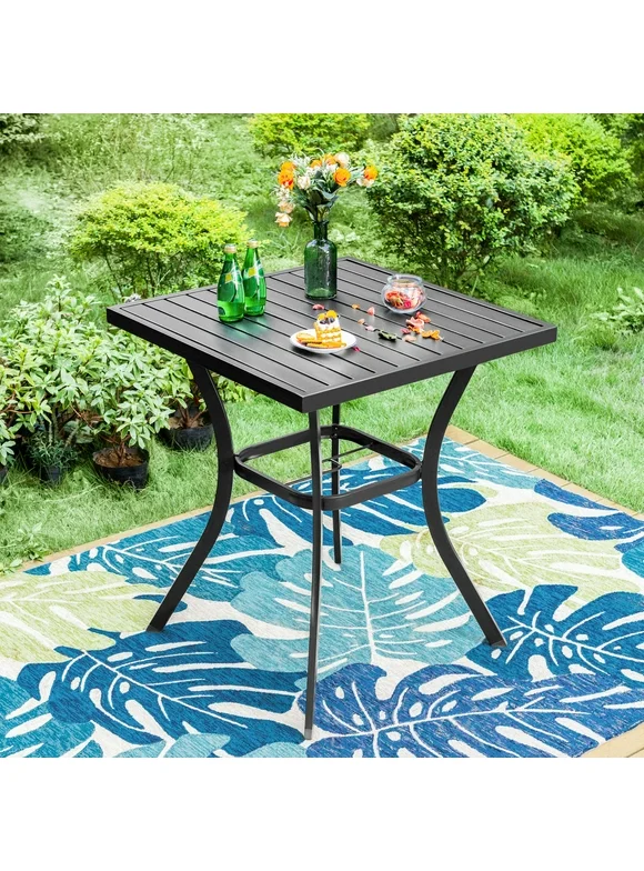 MF Studio 36"H Outdoor Counter Height Pub Table with Umbrella Hole, Patio Metal Bistro Bar Table, Black