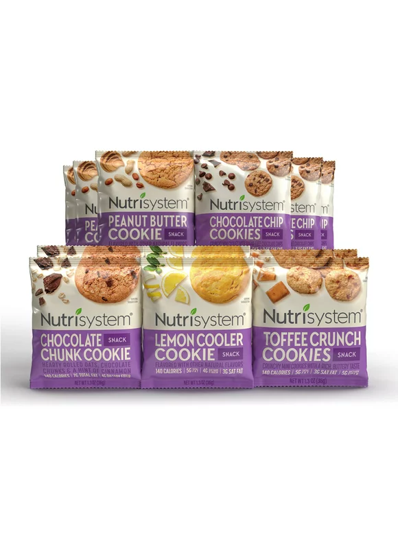 Nutrisystem Cookie Bites Variety Pack, Shelf-Stable, Support Weight Loss, 12 Pack