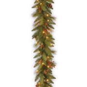 National Tree 6 ft Long Needle Pine Cone Garland with Clear Lights