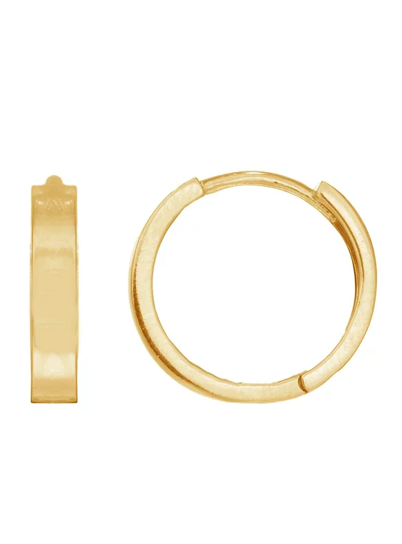 Men's Unisex 10K Real Yellow or White Gold Square Tubular Huggie Hoops Single Earring 2x11mm