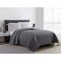 Mainstays Ultra Soft Solid Basketweave Grey King Quilt