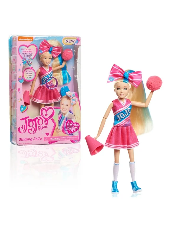 JoJo Siwa 10 Inch Singing Doll, Sings High Top Shoes, Pink Cheerleading Outfit and Accessories,  Kids Toys for Ages 6 Up, Gifts and Presents