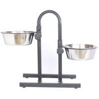Iconic Pet Adjustable Stainless Steel Pet Double Diner For Dog (U Design), 2 Qt, 64 Oz, 8 Cup