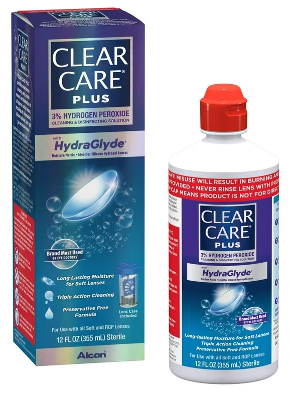 Clear Care Plus Cleaning and Disinfecting Contact Lens Liquid Solution, One 12 oz per pack