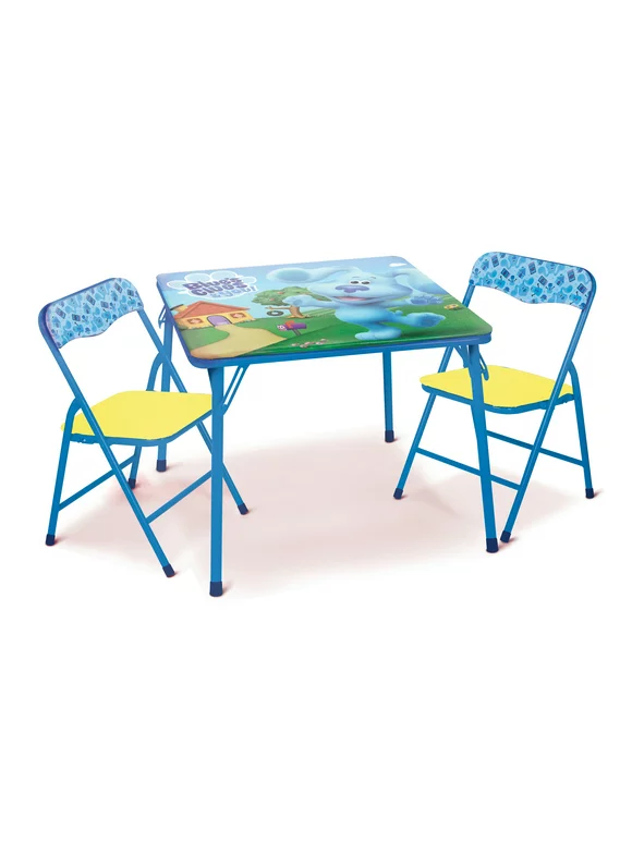 Nickelodeon Blues Clues Folding Children's Table & Chair Set  Includes 2 Kid Chairs with Non Skid Rubber Feet & Padded Seats