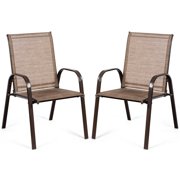 Gymax Set of 2 Patio Chairs Dining Chairs Garden Outdoor w/ Armrest