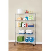 HSS 18"Dx48"Wx75"H, 5 Tier Wire Shelving Rack with Casters, Chrome