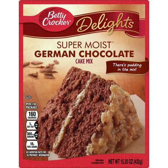 Betty Crocker Delights Super Moist German Chocolate Cake Mix, 15.25 oz.