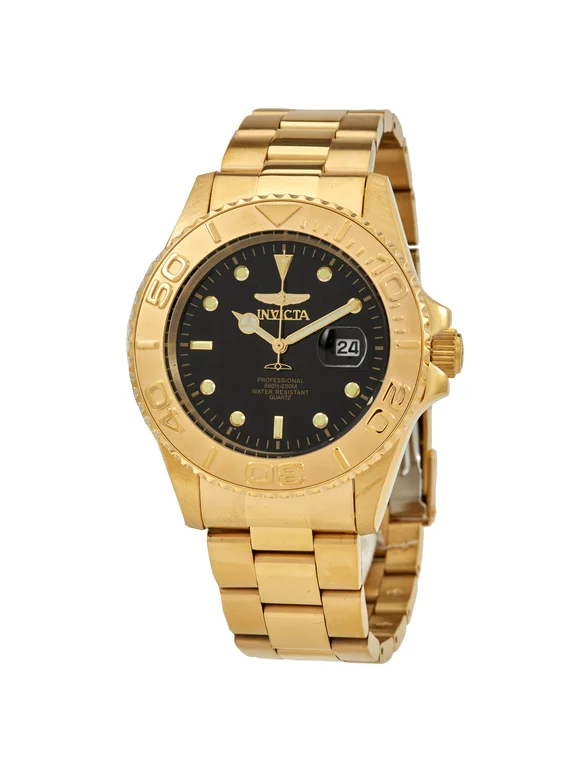 Invicta Pro Diver Quartz Black Dial Yellow Gold-tone Men's Watch 29946