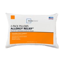 Mainstays Allergy Relief Hypoallergenic Single and 2 Pack Polyester Fiberfill Firm Support Pillow